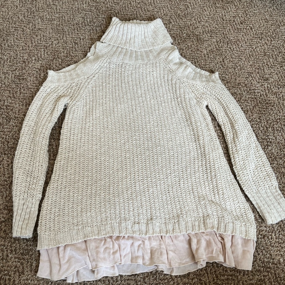 Turtleneck Cold Shoulder Sweater
